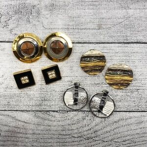 Curated bundle modernist style geometric modern & vintage earrings lot 4